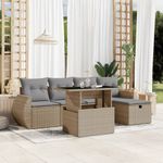 Casa si Gradina - Gradina si terasa - Mobilier exterior - Seturi mobila gradina - Set canapele de gradina cu perne, 6 piese, bej, poliratan - Infinity.ro