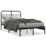 Casa si Gradina - Mobilier - Paturi si accesorii - Paturi - Cadru de pat metalic cu tablie, negru, 120x200 cm - Infinity.ro