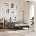 Casa si Gradina - Mobilier - Paturi si accesorii - Paturi - Cadru de pat metalic cu tablie, negru, 120x200 cm - Infinity.ro