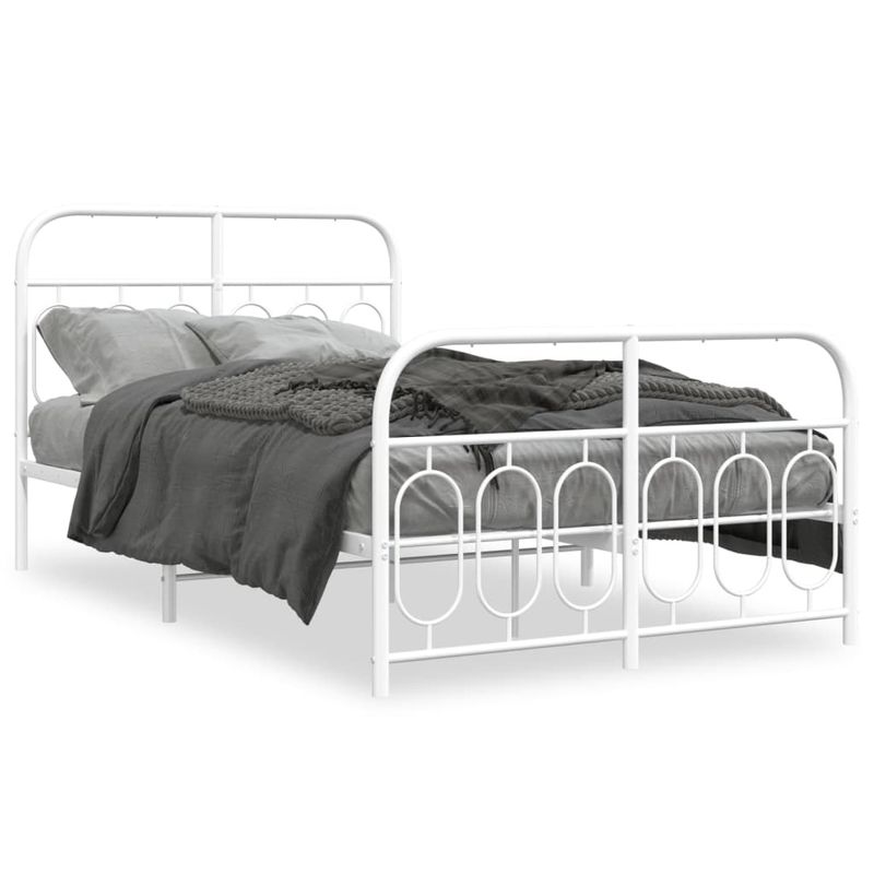 Casa si Gradina - Mobilier - Paturi si accesorii - Paturi - Cadru de pat metalic cu tablie, alb, 120x190 cm - Infinity.ro