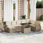 Casa si Gradina - Gradina si terasa - Mobilier exterior - Seturi mobila gradina - Set canapele de gradina, 9 piese, cu perne, bej, poliratan - Infinity.ro