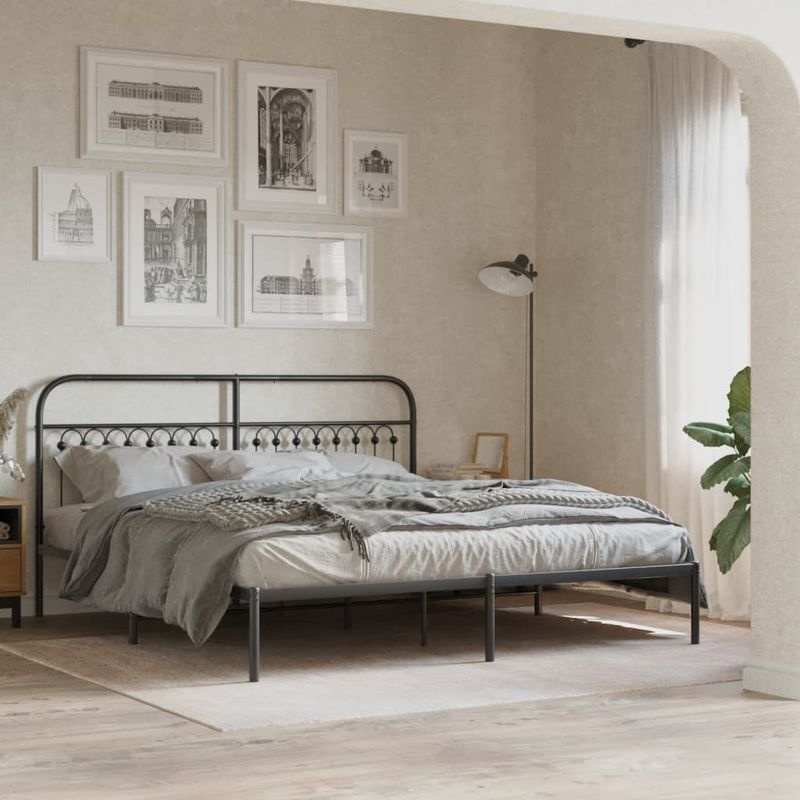 Casa si Gradina - Mobilier - Paturi si accesorii - Accesorii paturi - Tablie de pat metalica, negru, 180 cm - Infinity.ro