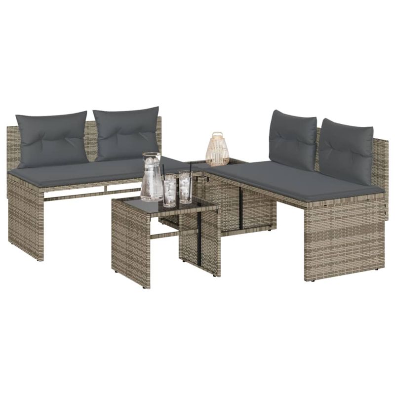 Casa si Gradina - Gradina si terasa - Mobilier exterior - Seturi mobila gradina - Set canapea de gradina cu perne, 4 piese, gri, poliratan - Infinity.ro