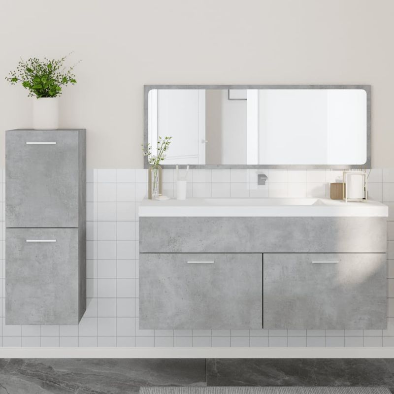 Casa si Gradina - Mobilier - Seturi de mobilier - Seturi baie - Set mobilier de baie, 3 piese, gri beton, lemn compozit - Infinity.ro