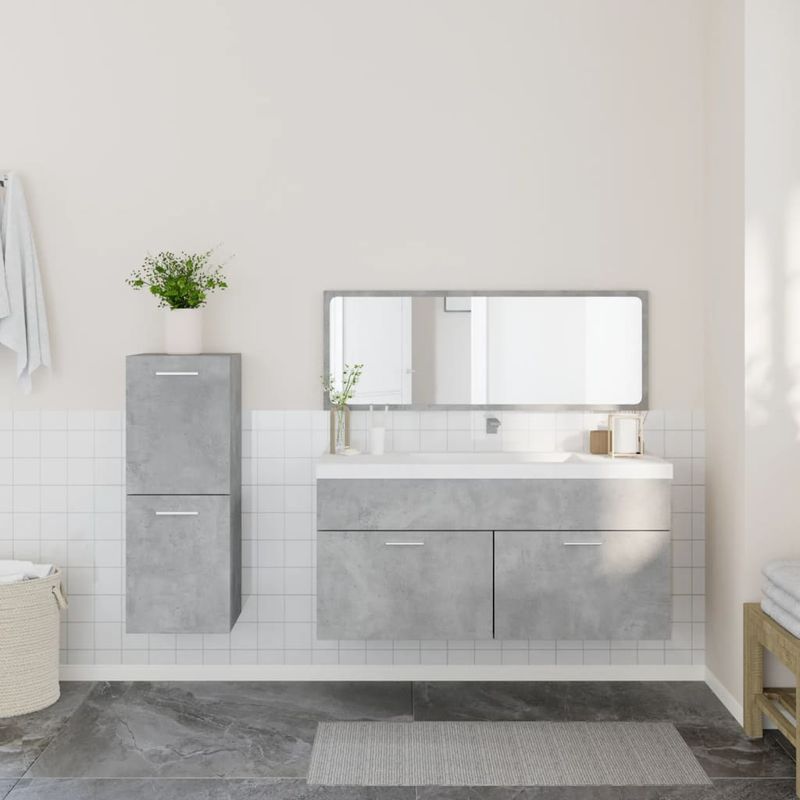 Casa si Gradina - Mobilier - Seturi de mobilier - Seturi baie - Set mobilier de baie, 3 piese, gri beton, lemn compozit - Infinity.ro