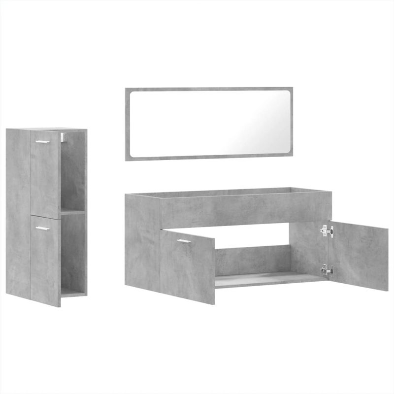 Casa si Gradina - Mobilier - Seturi de mobilier - Seturi baie - Set mobilier de baie, 3 piese, gri beton, lemn compozit - Infinity.ro