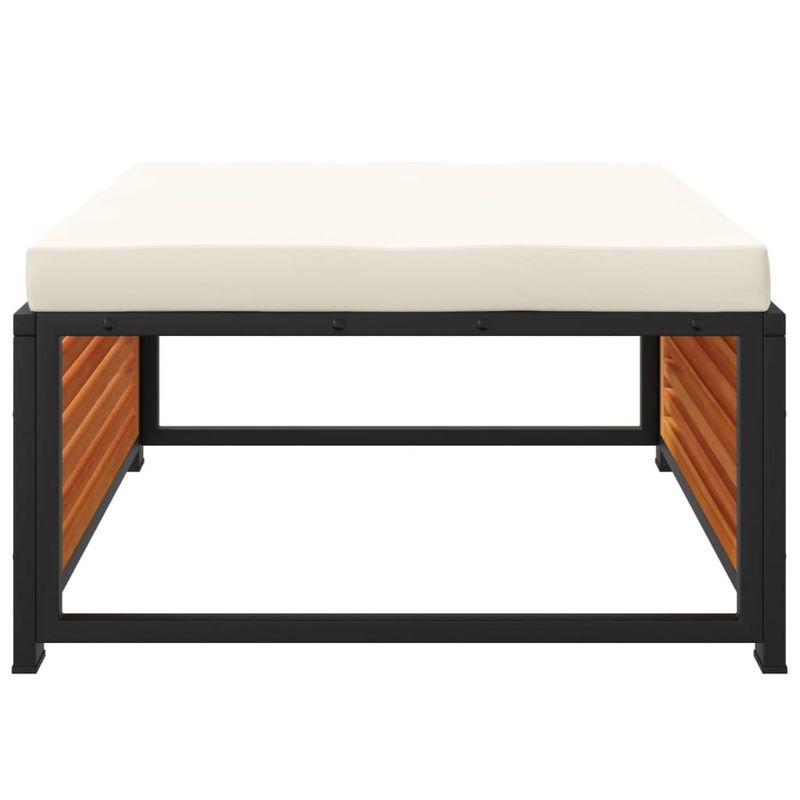 Casa si Gradina - Gradina si terasa - Mobilier exterior - Canapele si fotolii gradina - Taburet de gradina cu pernă 68x68x30 cm lemn masiv acacia, crem - Infinity.ro