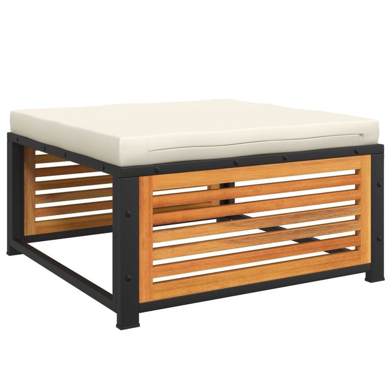 Casa si Gradina - Gradina si terasa - Mobilier exterior - Canapele si fotolii gradina - Taburet de gradina cu pernă 68x68x30 cm lemn masiv acacia, crem - Infinity.ro