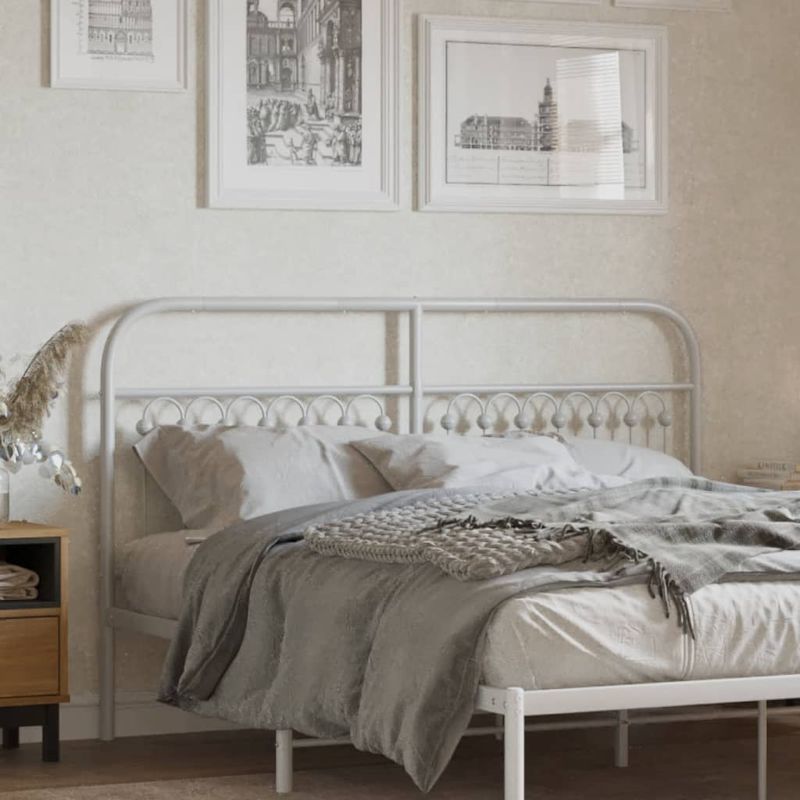 Casa si Gradina - Mobilier - Paturi si accesorii - Accesorii paturi - Tablie de pat metalica, alb, 150 cm - Infinity.ro