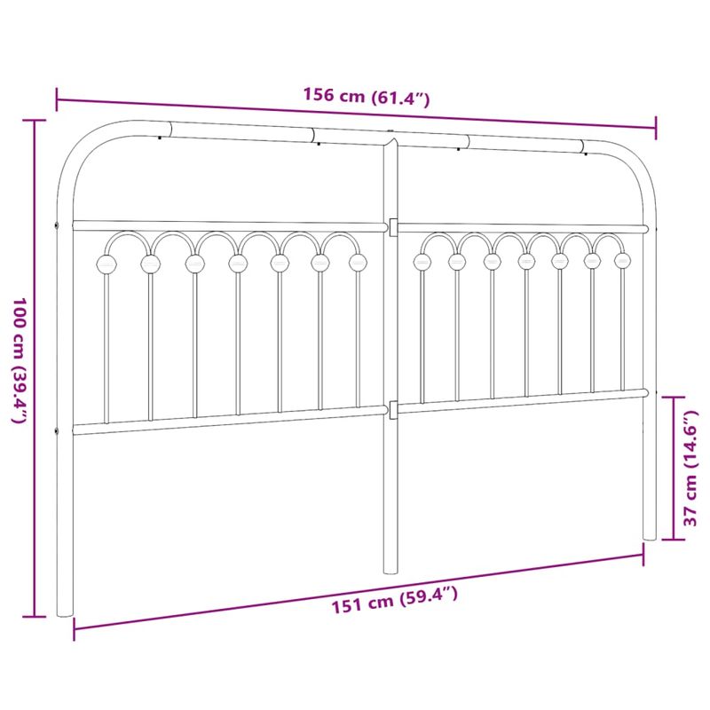 Casa si Gradina - Mobilier - Paturi si accesorii - Accesorii paturi - Tablie de pat metalica, alb, 150 cm - Infinity.ro