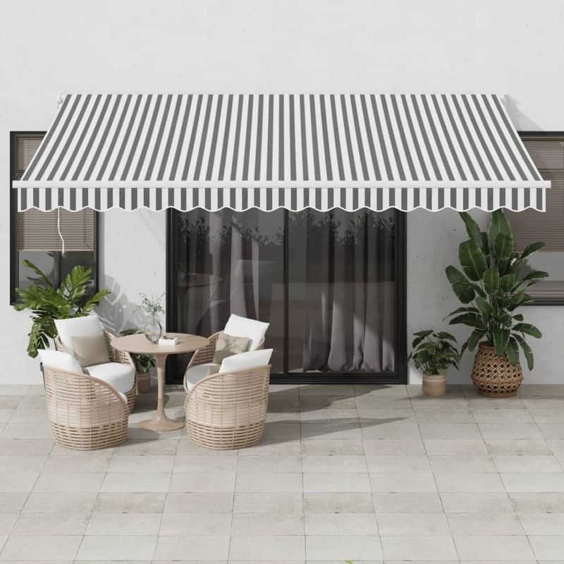 Casa si Gradina - Gradina si terasa - Umbrele si pavilioane - Pavilioane - Copertina retractabila antracit/alb, 4,5x3 m, textil/aluminiu - Infinity.ro