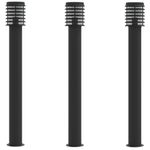 Casa si Gradina - Corpuri si surse de iluminat - Iluminat exterior - Felinare - Lampi de podea de exterior 3 buc. negru 110 cm otel inoxidabil - Infinity.ro