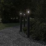Casa si Gradina - Corpuri si surse de iluminat - Iluminat exterior - Felinare - Lampi de podea de exterior 3 buc. negru 110 cm otel inoxidabil - Infinity.ro