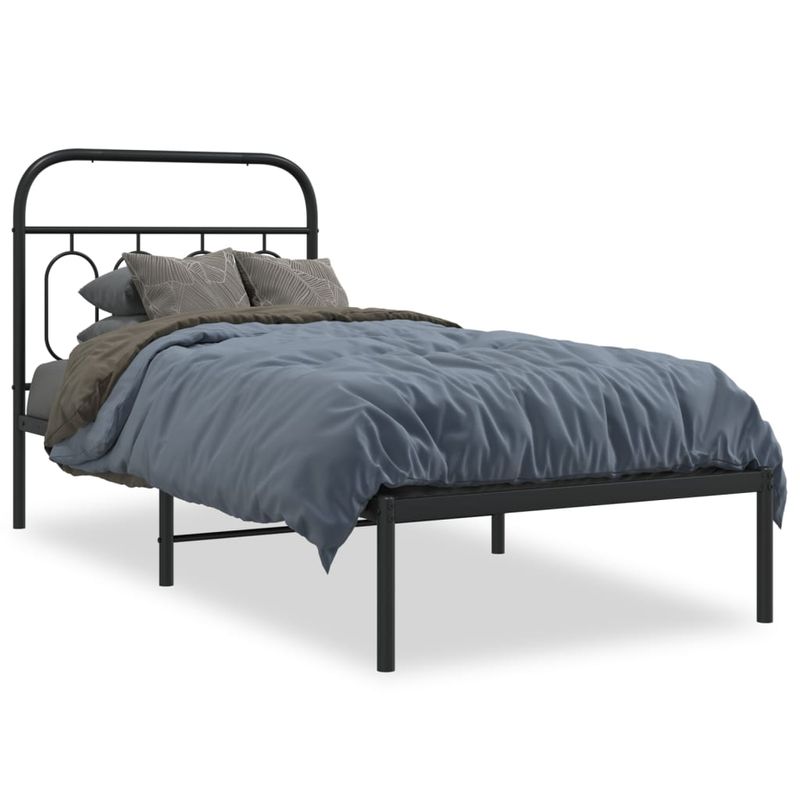 Casa si Gradina - Mobilier - Paturi si accesorii - Paturi - Cadru de pat metalic cu tablie, negru, 80x200 cm - Infinity.ro