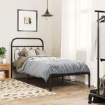 Casa si Gradina - Mobilier - Paturi si accesorii - Paturi - Cadru de pat metalic cu tablie, negru, 80x200 cm - Infinity.ro