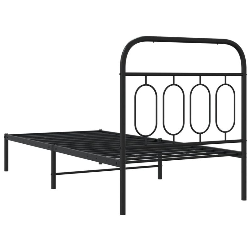 Casa si Gradina - Mobilier - Paturi si accesorii - Paturi - Cadru de pat metalic cu tablie, negru, 80x200 cm - Infinity.ro