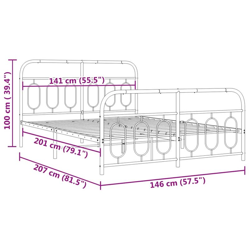 Casa si Gradina - Mobilier - Paturi si accesorii - Paturi - Cadru pat metalic cu tablie de cap/picioare, negru, 140x200 cm - Infinity.ro