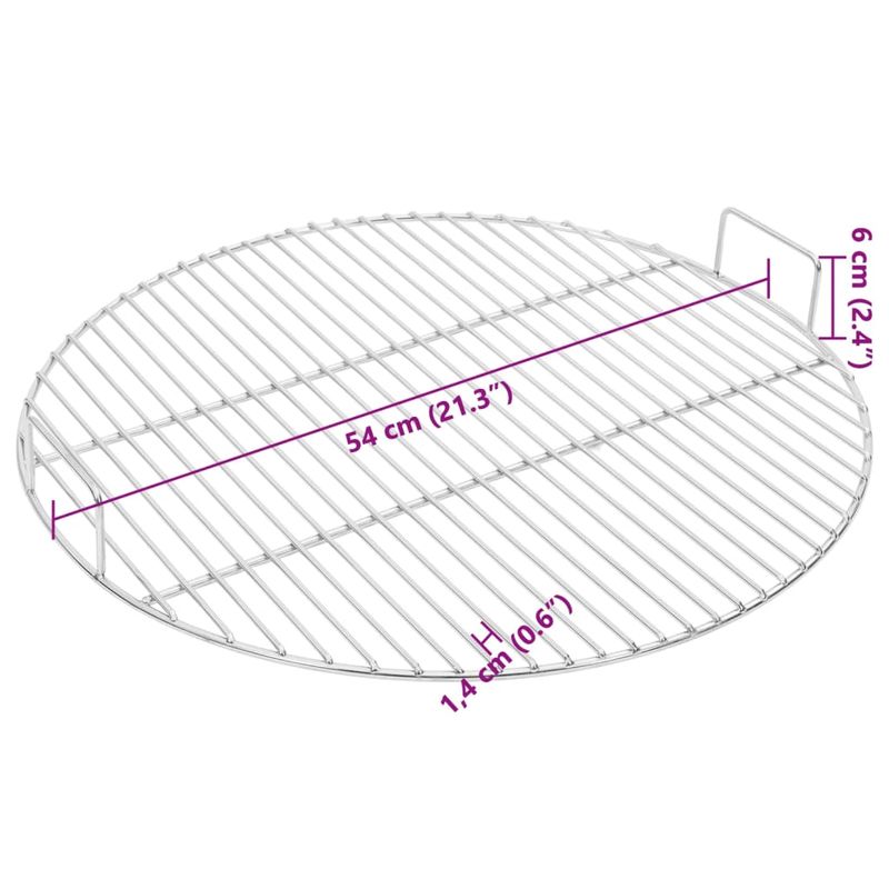 Casa si Gradina - Gradina si terasa - Gratare si accesorii - Accesorii gratare - Grill de gratar cu manere, rotund, Ø54 cm otel inoxidabil 304 - Infinity.ro