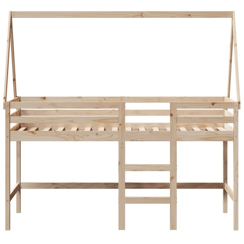 Casa si Gradina - Mobilier - Paturi si accesorii - Paturi - Pat etajat cu scara si acoperis, alb, 90x190 cm, lemn masiv pin - Infinity.ro