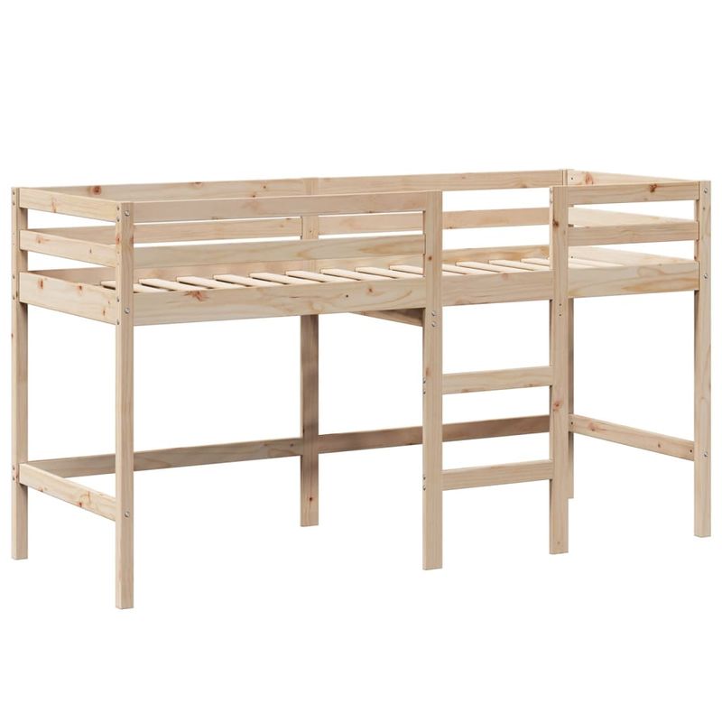 Casa si Gradina - Mobilier - Paturi si accesorii - Paturi - Pat etajat cu scara si acoperis, alb, 90x190 cm, lemn masiv pin - Infinity.ro