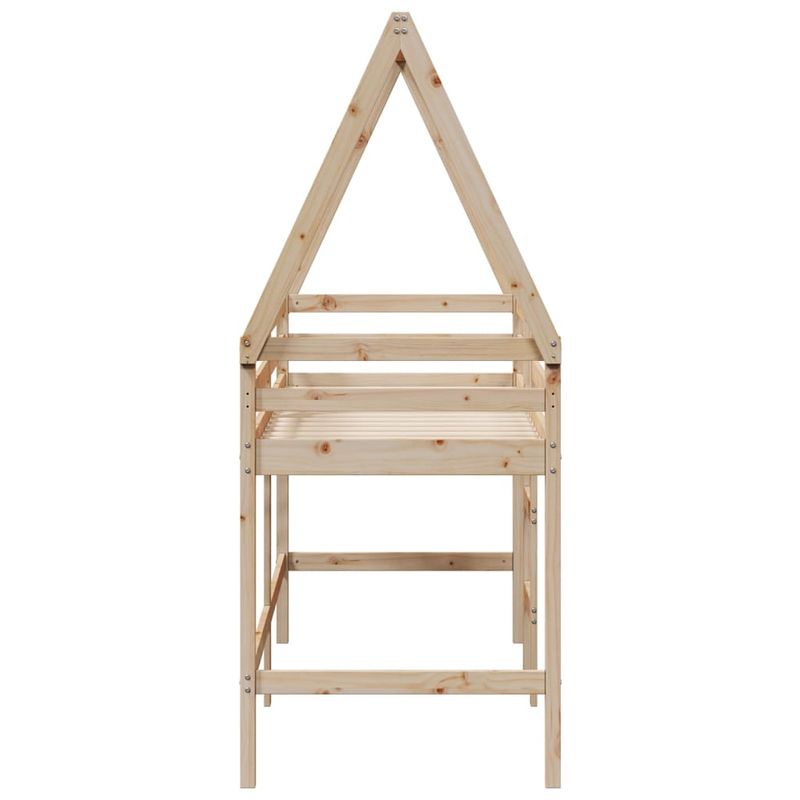 Casa si Gradina - Mobilier - Paturi si accesorii - Paturi - Pat etajat cu scara si acoperis, alb, 90x190 cm, lemn masiv pin - Infinity.ro