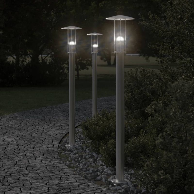 Casa si Gradina - Corpuri si surse de iluminat - Iluminat exterior - Felinare - Lampa exterioara de podea, argintiu, 100 cm, otel inoxidabil - Infinity.ro