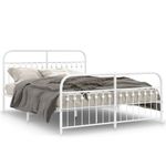 Casa si Gradina - Mobilier - Paturi si accesorii - Paturi - Cadru de pat metalic cu tablie, alb, 150x200 cm - Infinity.ro
