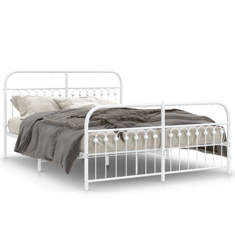 Casa si Gradina - Mobilier - Paturi si accesorii - Paturi - Cadru de pat metalic cu tablie, alb, 150x200 cm - Infinity.ro