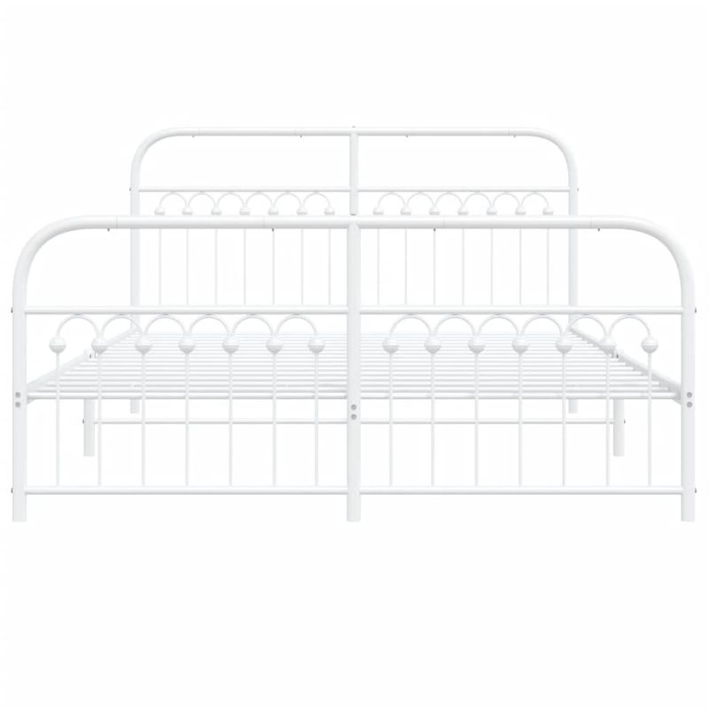 Casa si Gradina - Mobilier - Paturi si accesorii - Paturi - Cadru de pat metalic cu tablie, alb, 150x200 cm - Infinity.ro