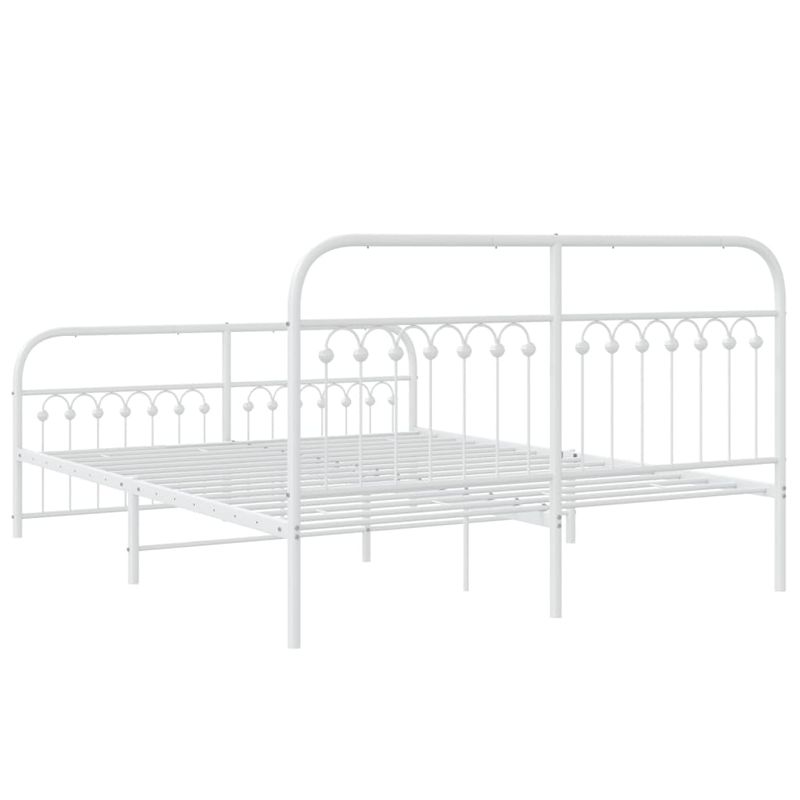 Casa si Gradina - Mobilier - Paturi si accesorii - Paturi - Cadru de pat metalic cu tablie, alb, 150x200 cm - Infinity.ro