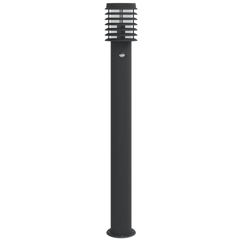 Casa si Gradina - Corpuri si surse de iluminat - Iluminat exterior - Felinare - Lampi exterioare de podea senzori 3 buc. negru 110 cm otel inox - Infinity.ro
