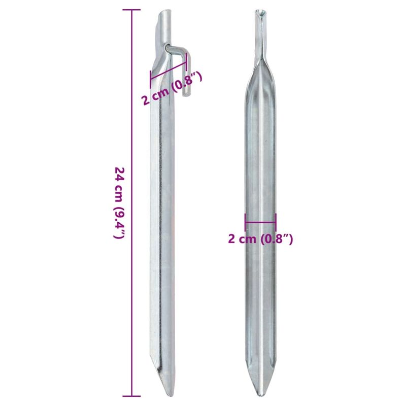 Sport si Outdoor - Camping - Accesorii corturi - Tarusi de cort 24 buc., forma V, 24 cm, Ø20 mm, otel galvanizat - Infinity.ro