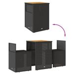 Casa si Gradina - Gradina si terasa - Mobilier exterior - Seturi mobila gradina - Set bistro cu perne, 3 piese, negru, poliratan - Infinity.ro