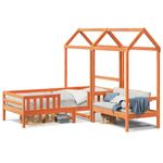 Casa si Gradina - Mobilier - Paturi si accesorii - Paturi - Set pat banca cu acoperis maro ceruit 90x200cm lemn masiv pin - Infinity.ro