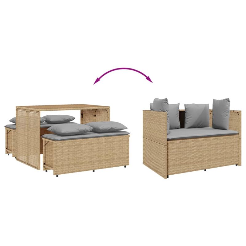 Casa si Gradina - Gradina si terasa - Mobilier exterior - Seturi mobila gradina - Set mobilier de gradina cu perne, 3 piese, bej, poliratan - Infinity.ro