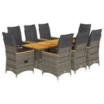 Casa si Gradina - Gradina si terasa - Mobilier exterior - Seturi mobila gradina - Set mobilier gradina cu perne, 9 piese, gri, poliratan - Infinity.ro