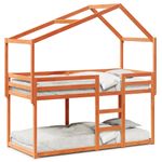 Casa si Gradina - Mobilier - Paturi si accesorii - Paturi - Pat supraetajat cu acoperis maro ceruit 90x200cm lemn masiv pin - Infinity.ro