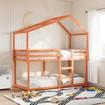 Casa si Gradina - Mobilier - Paturi si accesorii - Paturi - Pat supraetajat cu acoperis maro ceruit 90x200cm lemn masiv pin - Infinity.ro