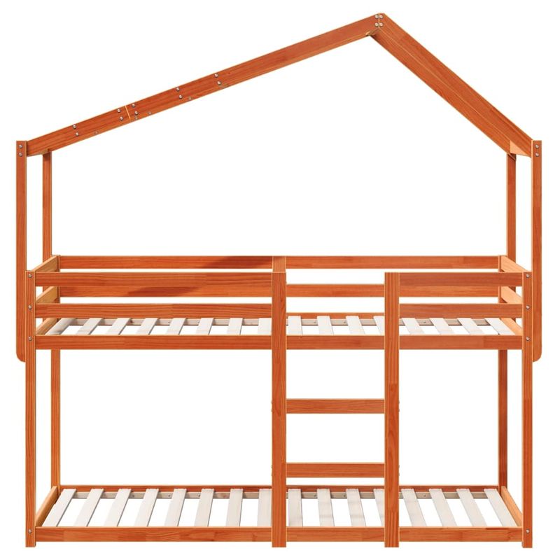 Casa si Gradina - Mobilier - Paturi si accesorii - Paturi - Pat supraetajat cu acoperis maro ceruit 90x200cm lemn masiv pin - Infinity.ro
