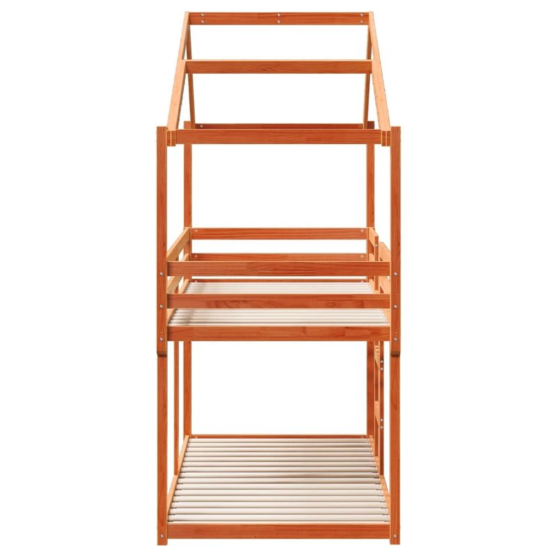 Casa si Gradina - Mobilier - Paturi si accesorii - Paturi - Pat supraetajat cu acoperis maro ceruit 90x200cm lemn masiv pin - Infinity.ro