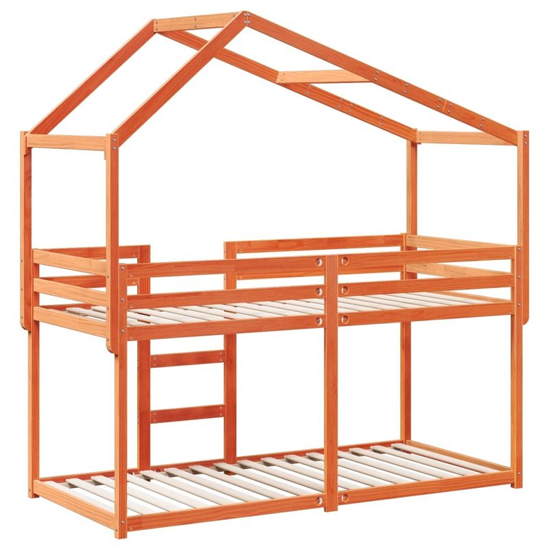 Casa si Gradina - Mobilier - Paturi si accesorii - Paturi - Pat supraetajat cu acoperis maro ceruit 90x200cm lemn masiv pin - Infinity.ro