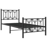 Casa si Gradina - Mobilier - Paturi si accesorii - Paturi - Cadru pat metalic cu tablii de cap/picioare, negru, 90x200 cm - Infinity.ro