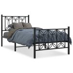 Casa si Gradina - Mobilier - Paturi si accesorii - Paturi - Cadru pat metalic cu tablii de cap/picioare, negru, 90x200 cm - Infinity.ro