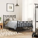 Casa si Gradina - Mobilier - Paturi si accesorii - Paturi - Cadru pat metalic cu tablii de cap/picioare, negru, 90x200 cm - Infinity.ro