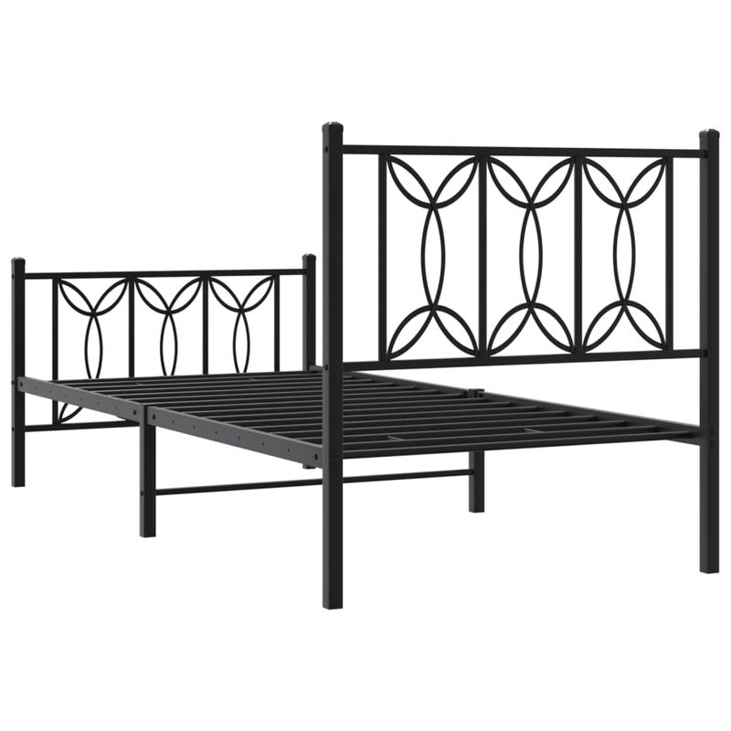 Casa si Gradina - Mobilier - Paturi si accesorii - Paturi - Cadru pat metalic cu tablii de cap/picioare, negru, 90x200 cm - Infinity.ro