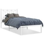 Casa si Gradina - Mobilier - Paturi si accesorii - Paturi - Cadru pat metalic cu tablie, alb, 90x200 cm - Infinity.ro