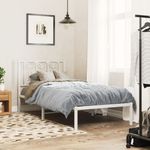 Casa si Gradina - Mobilier - Paturi si accesorii - Paturi - Cadru pat metalic cu tablie, alb, 90x200 cm - Infinity.ro