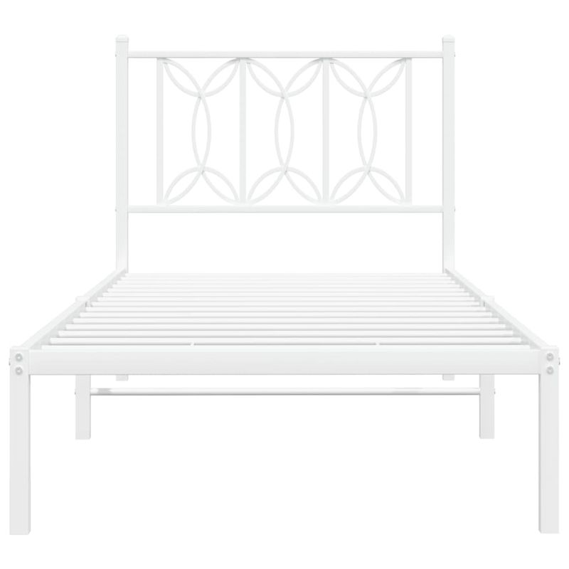 Casa si Gradina - Mobilier - Paturi si accesorii - Paturi - Cadru pat metalic cu tablie, alb, 90x200 cm - Infinity.ro