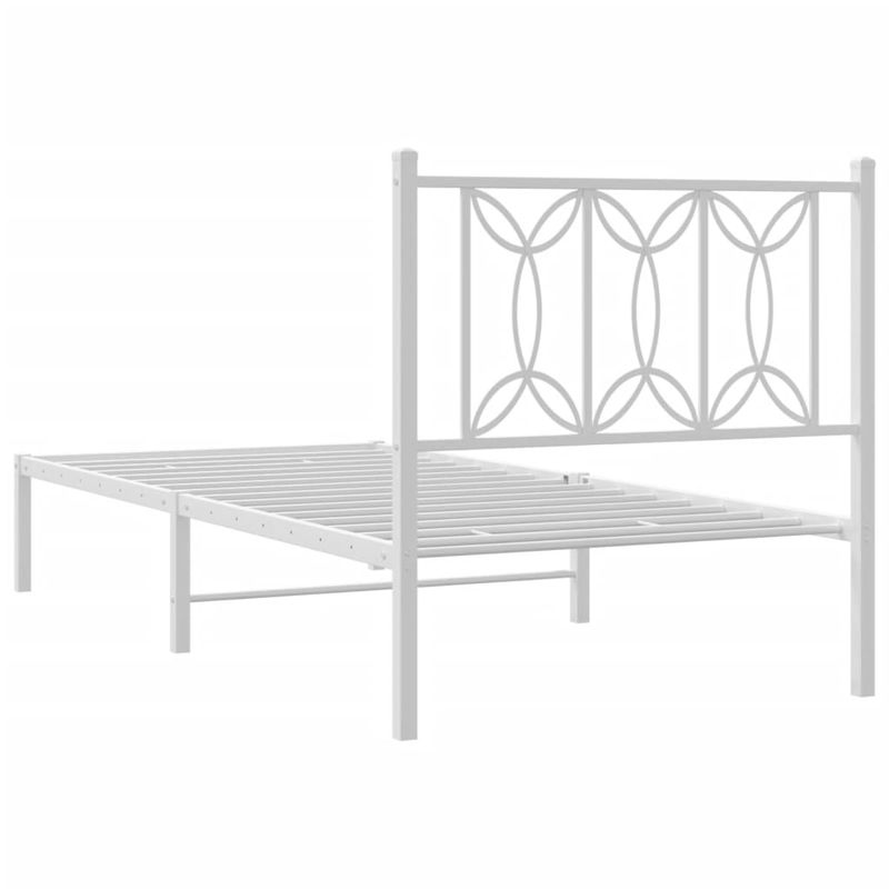 Casa si Gradina - Mobilier - Paturi si accesorii - Paturi - Cadru pat metalic cu tablie, alb, 90x200 cm - Infinity.ro