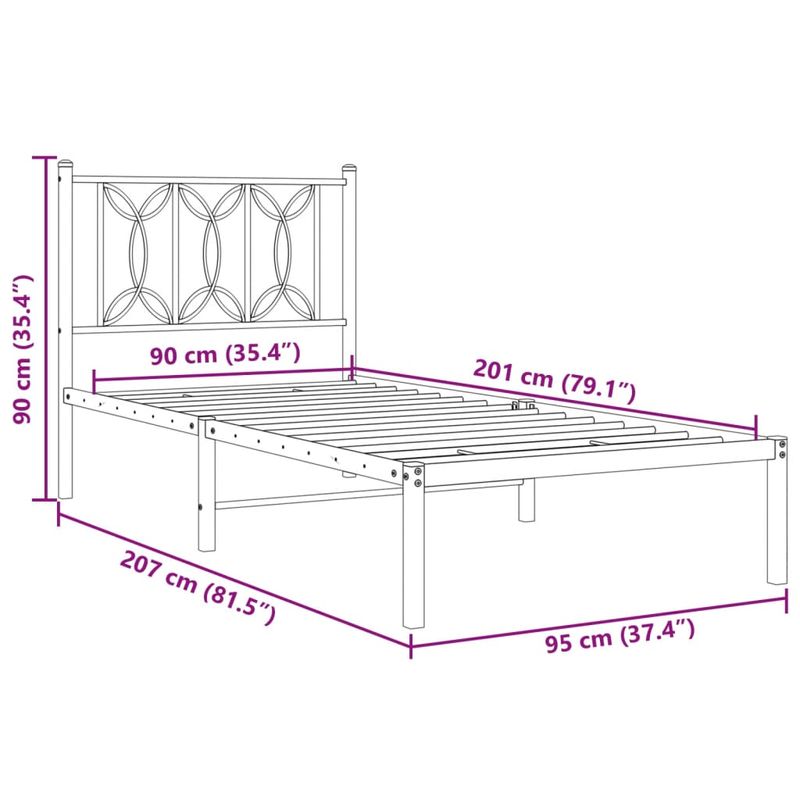 Casa si Gradina - Mobilier - Paturi si accesorii - Paturi - Cadru pat metalic cu tablie, alb, 90x200 cm - Infinity.ro